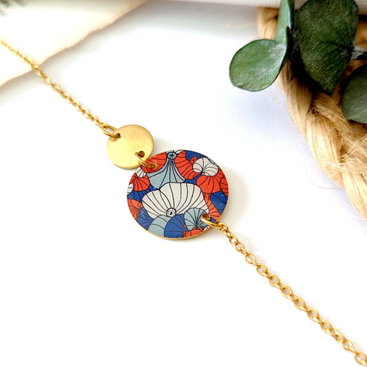 Bracelet bleu et rouge en résine pour femme - Motif JAPON