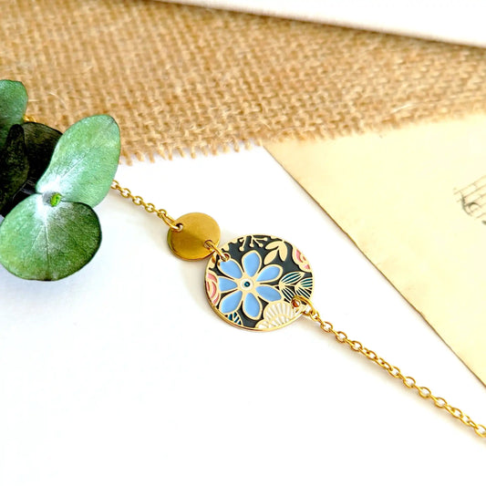 Bracelet en émail coloré pour femme - Myosotis