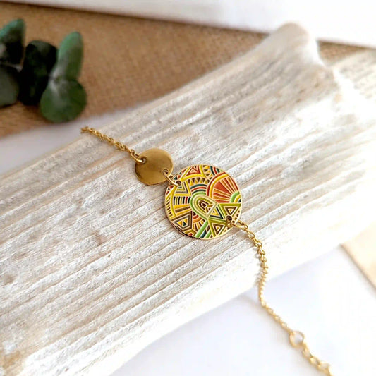 Bracelet en émail coloré pour femme - Aztèque