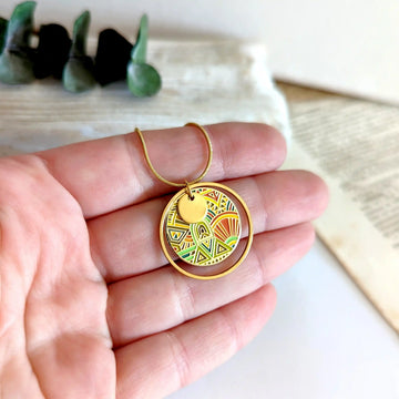 Collier pendentif en émail multicolore pour femme - Aztèque