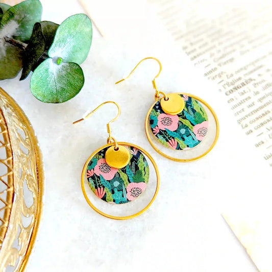 Boucles d'oreilles bohème à fleurs colorées pour femme