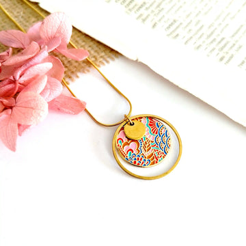 Collier pendentif en émail multicolore pour femme