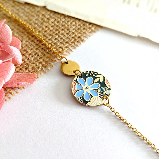Bracelet en émail coloré pour femme - Myosotis