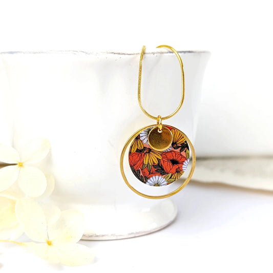 Collier pendentif fleurs d'Automne pour femme