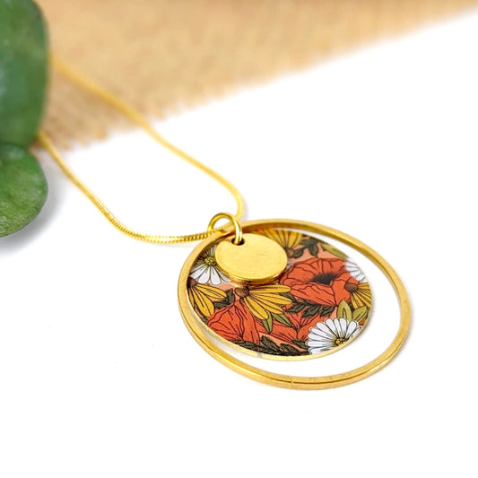 Collier pendentif fleurs d'Automne pour femme