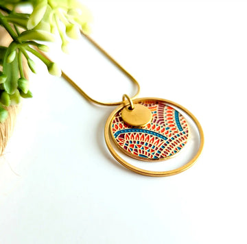 Collier pendentif en émail multicolore pour femme Maya