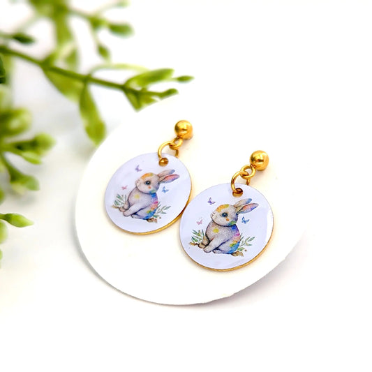 Boucles d’oreilles multicolores pendantes Lapin pour enfant