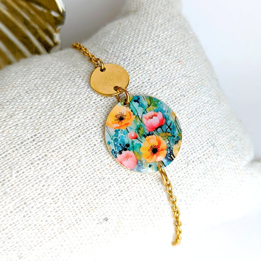 Bracelet Fleurs colorées boho chic pour femme