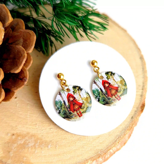 Boucles d’oreilles Petit Chaperon Rouge pour fille