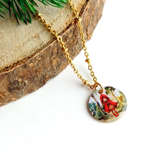 Collier avec pendentif Chaperon rouge pour enfant