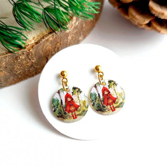 Boucles d’oreilles Petit Chaperon Rouge pour fille