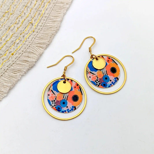 Boucles d’oreilles Art Abstrait en résine et acier inoxydable pour femme