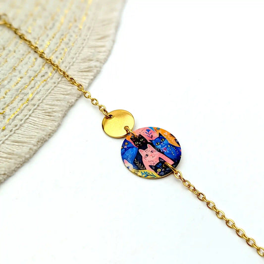 Bracelet chats funs en résine pour femme