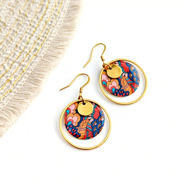 Boucles d’oreilles Multicolore en résine et acier inoxydable pour femme - Paisley