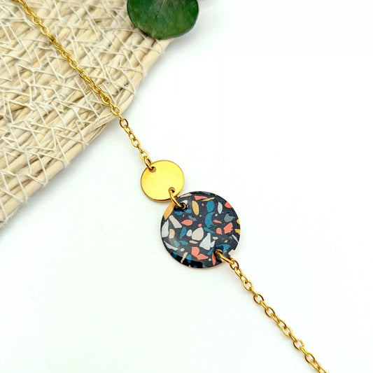 Bracelet Terrazzo en résine et acier inoxydable pour femme