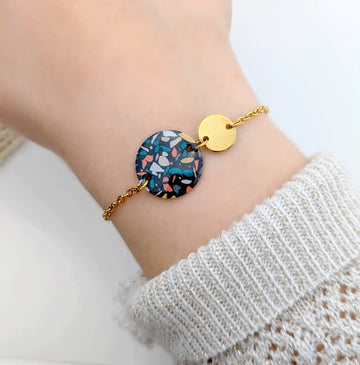 Bracelet Terrazzo en résine et acier inoxydable pour femme