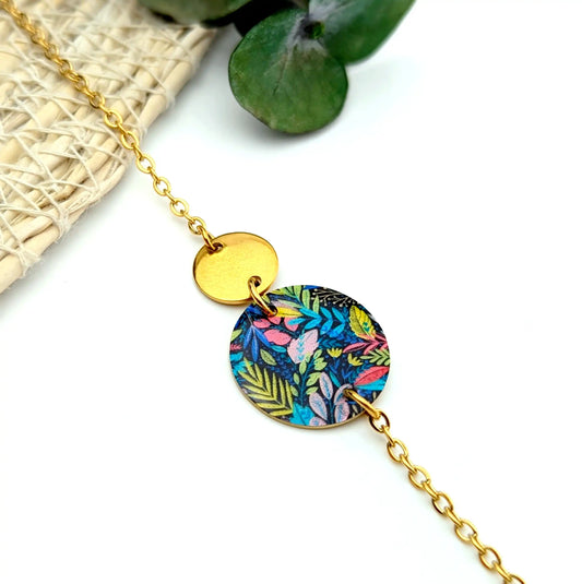 Bracelet fleurs jardin de Nuit en résine pour femme