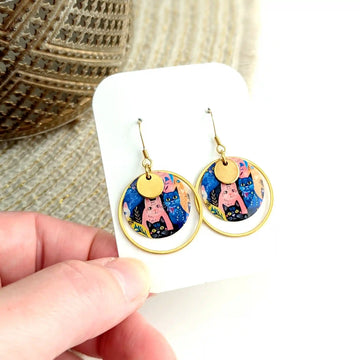 Boucles d’oreilles chats fun en résine et acier inoxydable pour femme