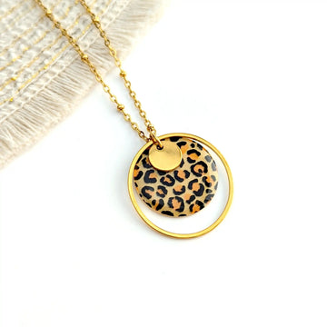 Collier pendentif imprimé Léopard pour femme