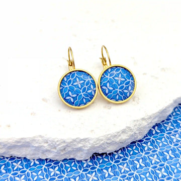 Boucles d'oreilles Dormeuses cabochons pour femme - Grèce