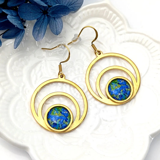 Boucles d'oreilles créoles d'artiste Van Gogh pour femme - Les Iris