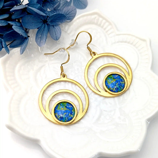Boucles d'oreilles créoles d'artiste Van Gogh pour femme - Les Iris