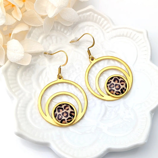 Boucles d'oreilles créoles Léopard pour femme