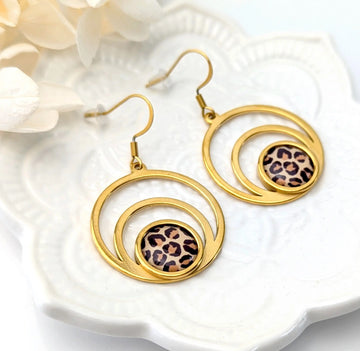 Boucles d'oreilles créoles Léopard pour femme