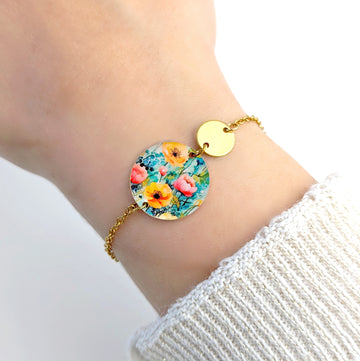 Bracelet Fleurs colorées boho chic pour femme
