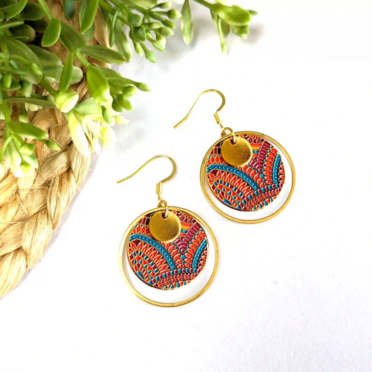 Boucles d’oreilles pendantes en émail pour femme - Maya