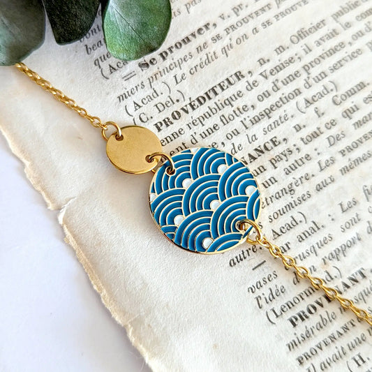 bracelet-dore-motif-vagues-bleues-japonaises
