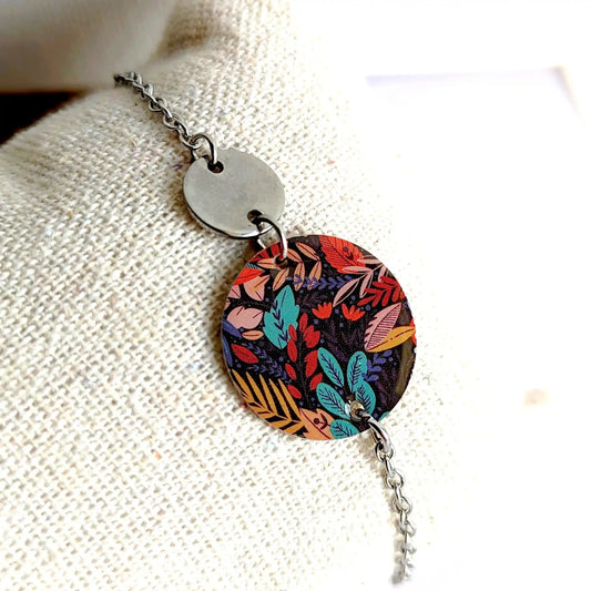 Bracelet multicolore en résine pour femme - Motif Jardin Boho