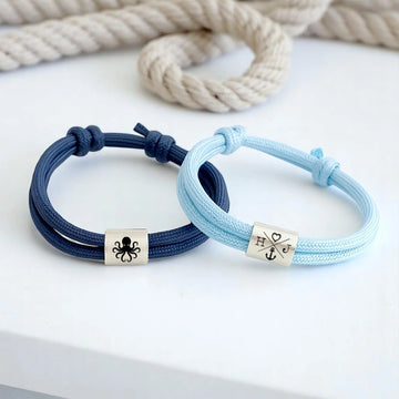 Bracelet personnalisé cordon et perle tube gravée pour homme