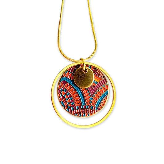 Collier pendentif en émail multicolore pour femme Maya