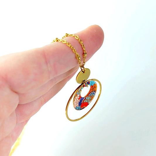 Collier long et pendentif en résine pour femme - Eden