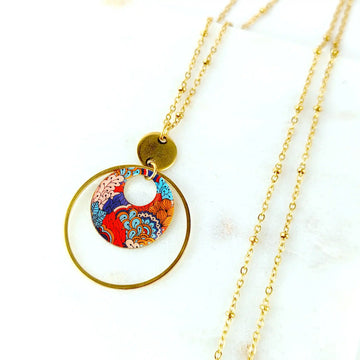 Collier long et pendentif en résine pour femme - Eden