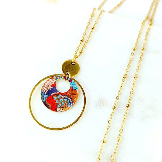 Collier long et pendentif en résine pour femme - Eden