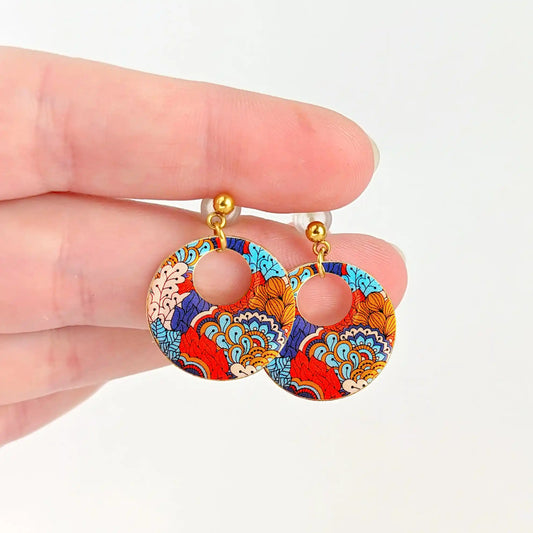 Boucles d'oreilles laiton doré et résine pour femme - Eden