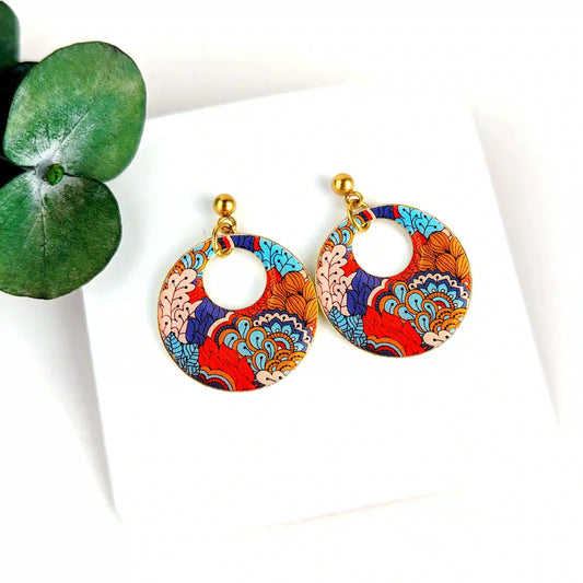 Boucles d'oreilles laiton doré et résine pour femme - Eden