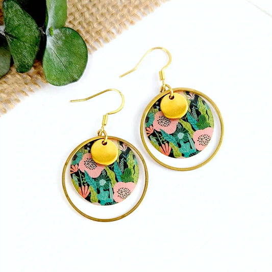 Boucles d'oreilles bohème à fleurs colorées pour femme
