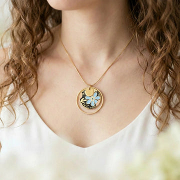 Collier pendentif en émail multicolore pour femme - Myosotis