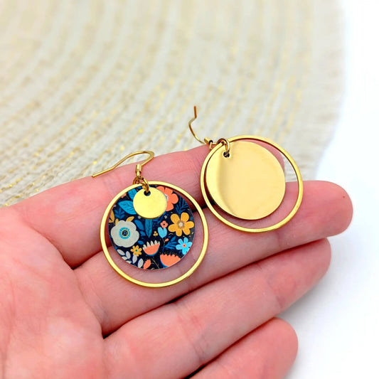 Boucles d’oreilles fleurs gipsy en résine et acier inoxydable pour femme