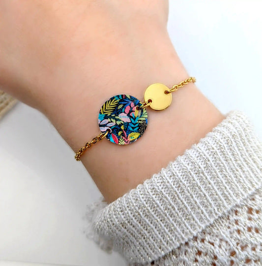 Bracelet fleurs jardin de Nuit en résine pour femme