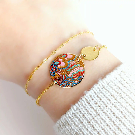 Bracelet en émail multicolore pour femme