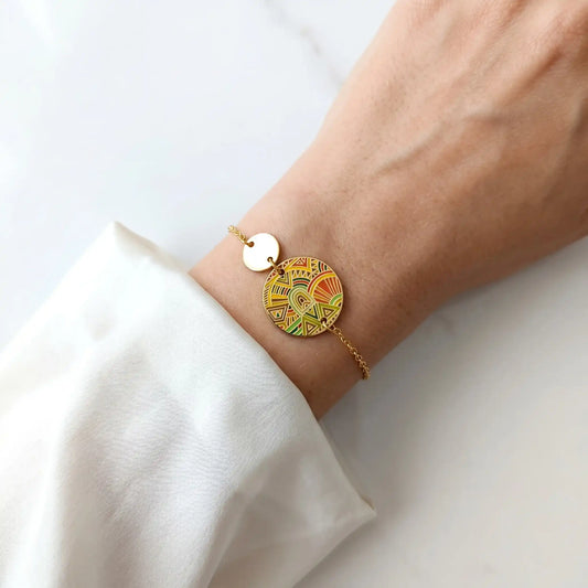 Bracelet en émail coloré pour femme - Aztèque