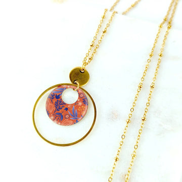 Collier long et pendentif en résine pour femme - L'oranger