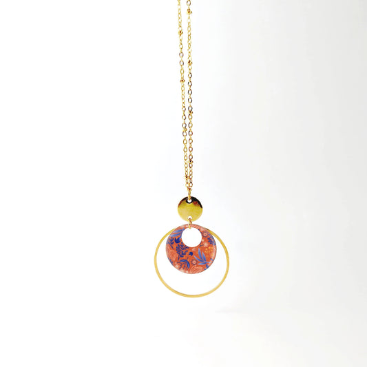 Collier long et pendentif en résine pour femme - L'oranger