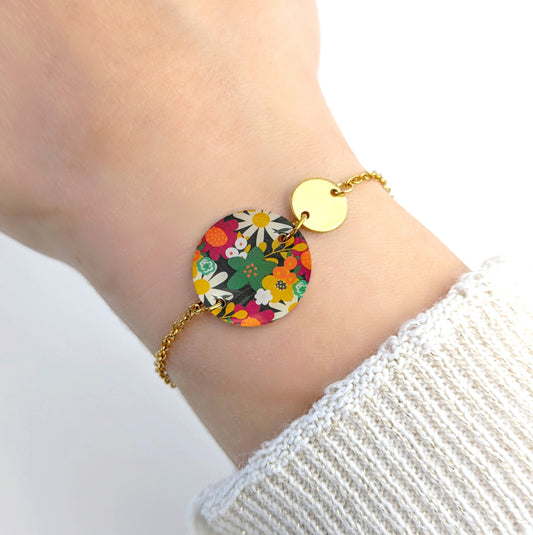 Bracelet en résine pour femme - Motif Floral